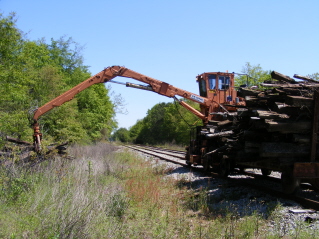 Unloading cart in convenient area 20+' away from track.